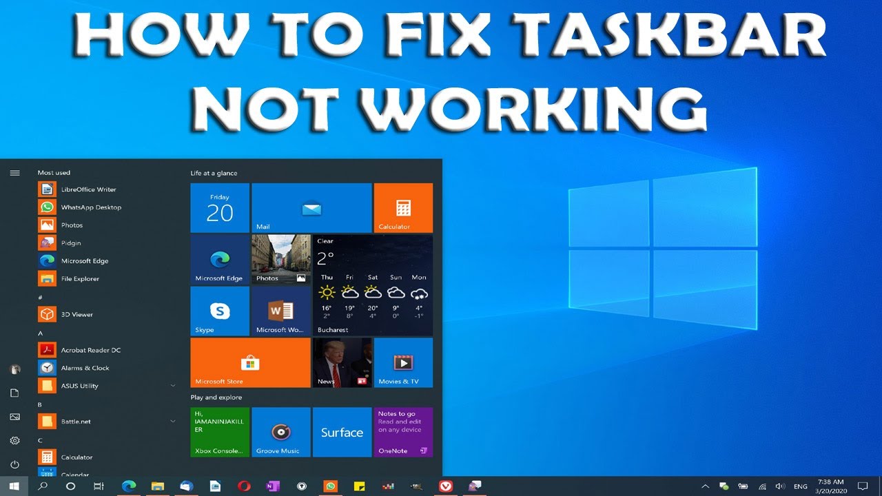 How To Fix Taskbar Not Working in Windows 10 - YouTube