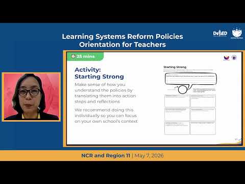 Orientation for Teachers (NCR and Region 11) on the Learning Systems Reform Policies - Orientation for Teachers (NCR and Region 11) on the Learning Systems Reform Policies