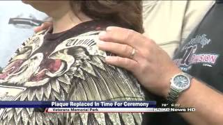 Stolen bronze plaques replaced at Veterans Memorial Park
