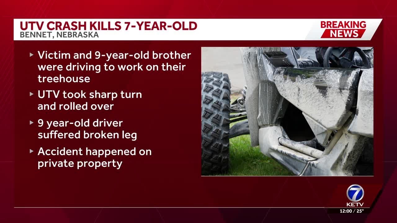 7-year-old dies after UTV rollover near Bennet; 9-year-old brother injured