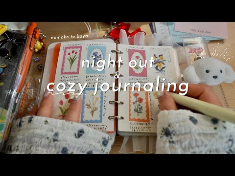 vlog │ 夜のおでかけと手帳デコ✨🚗🍽️、night out & cozy journaling、手帳デコと100均マステ記録