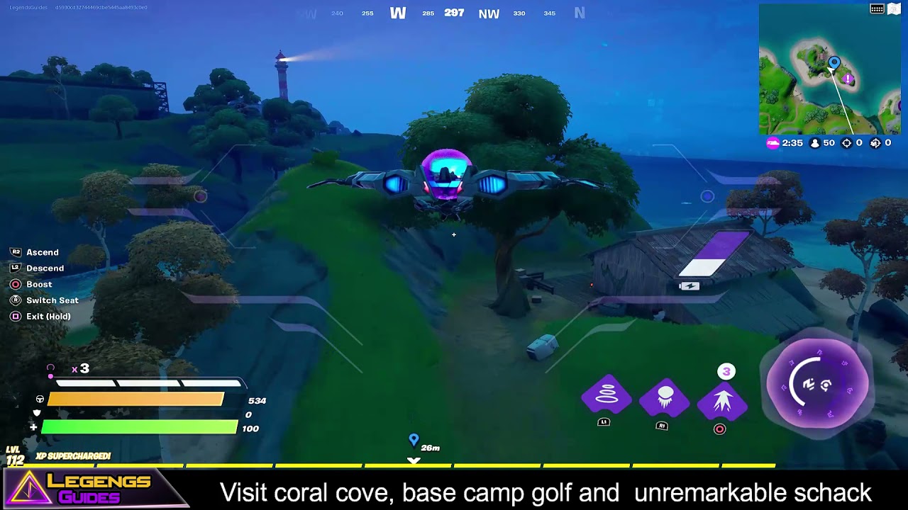 Visit Coral Cove, Base Camp Golf and Unremarkable Shack Location - Fortnite
