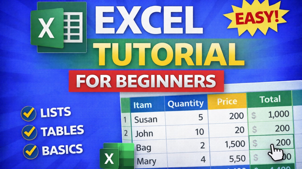 Excel Tutorial for Beginners - YouTube
