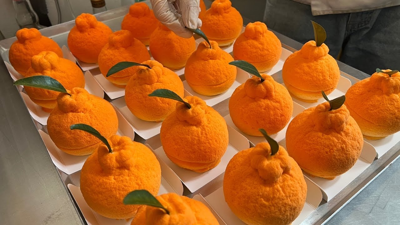 Это потрясающе! Муссовый торт в форме настоящего апельсина - корейская уличная еда