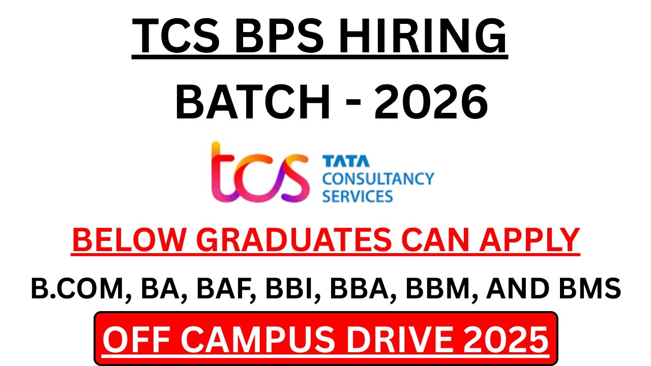 TCS BPS Hiring 2026 | Chennai IT Jobs | Off Campus Drive 2025 | No Coding Jobs for BCA & BA