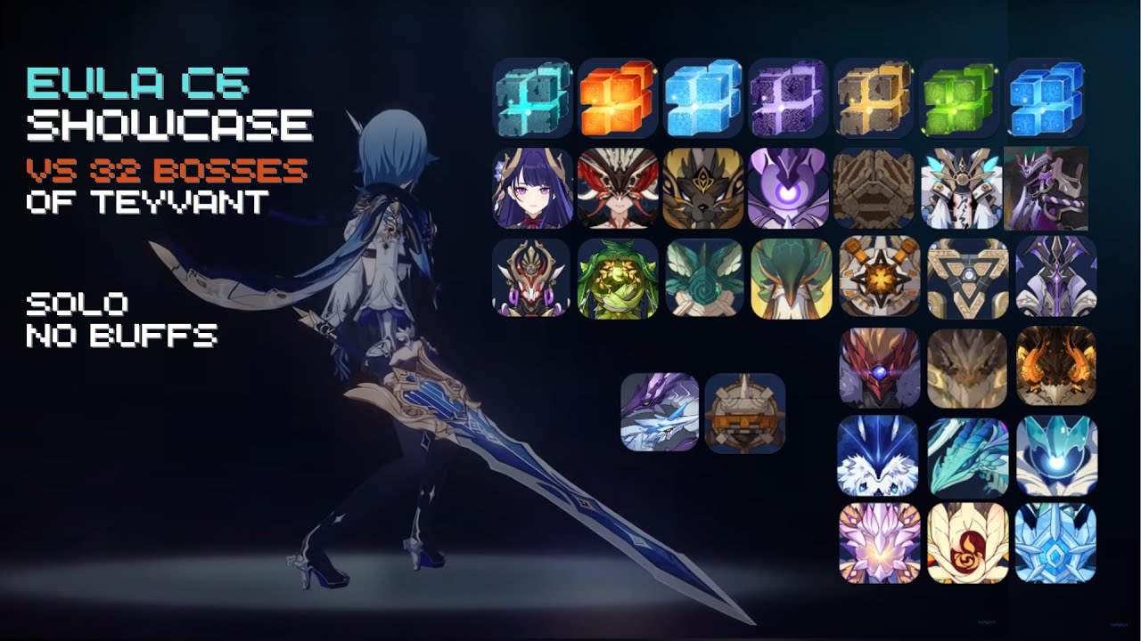 Eula C6 | vs 32 Bosses of Teyvant [Solo - No Buffs]