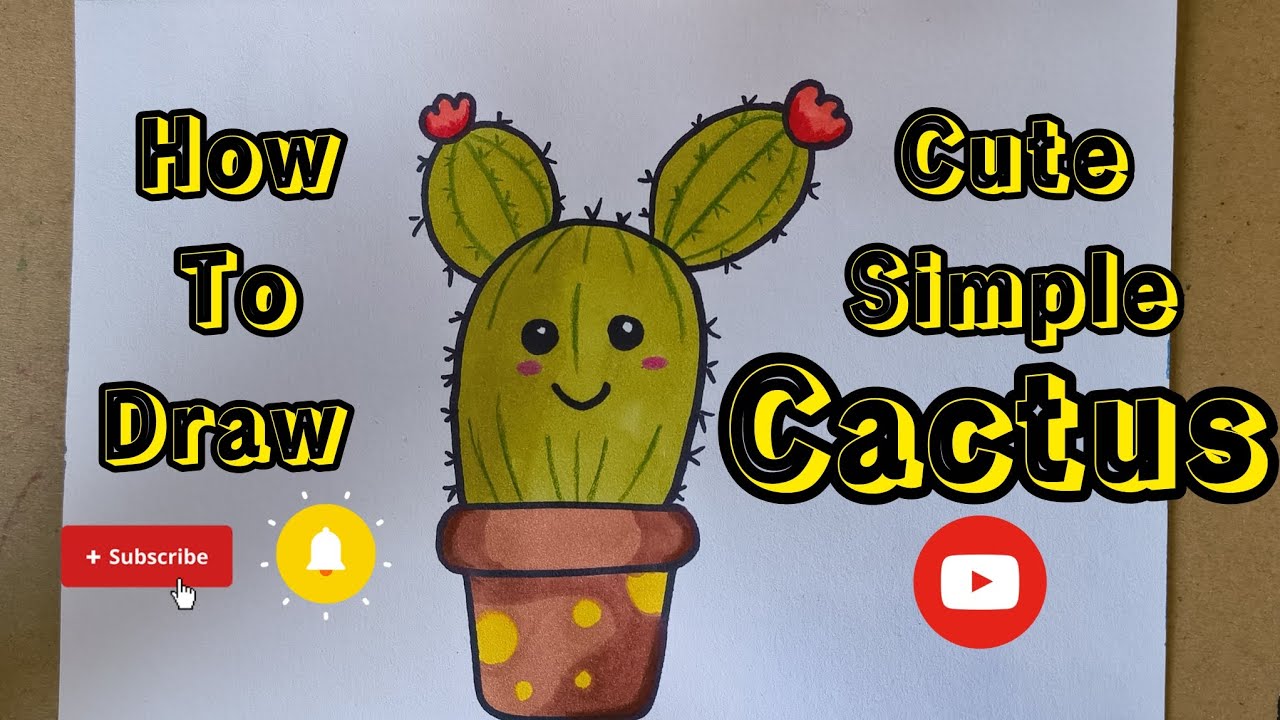 Cactus Drawing for Beginners | Easy Plant Drawing Tutorial - YouTube