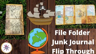 Handmade Sold Map/Travel Theme File Folder Junk Journal Flip Through | 2020