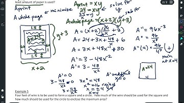 Calc AB Notes 3.7 Optimization Problems Part 2 examples 3 and 4