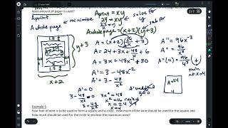 Calc AB Notes 3.7 Optimization Problems Part 2 examples 3 and 4 Net Worth