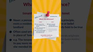 tenant or tenet? | Tricky Quickies 160 #grammar #TrickyWords #shorts