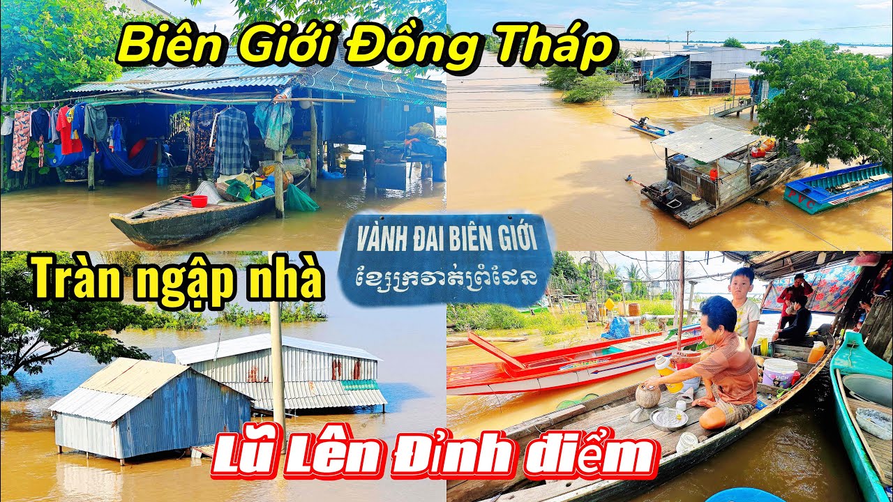 Lũ Campuchia Đổ Về Vùng Biên Đồng Tháp | Bà Con sống cảnh nước ngập nhà | Cả Làng kéo ra tắm Đồng
