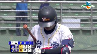 20140419-1 甲組春季聯賽 台灣電力vs美孚巨人 1上 美孚投手楊志龍 三振化解滿壘危機