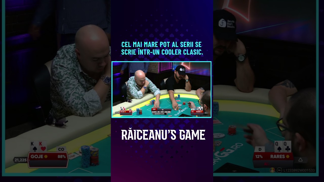 Goje KK vs Rares QQ 👑 55k in pot iar duelul se da preflop… inevitabilul se întâmplă.