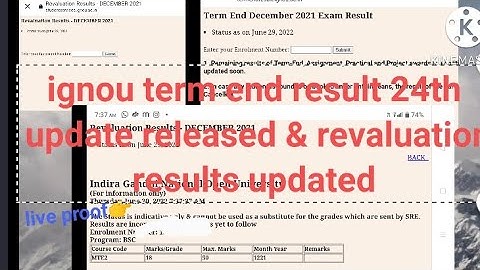 ignou term end result 24th update released today & revaluation results updated today