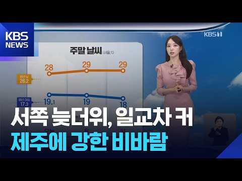[날씨] 서쪽 늦더위, 일교차 커…제주에 강한 <strong>비바람</strong> / KBS  2026.09.18.