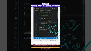 pass by value vs pass by reference in javascript #shorts
