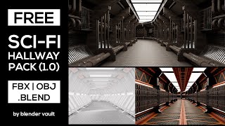 Free Sci-Fi Hallway Pack (1.0) | FBX, OBJ & .BLEND | by Blender Vault