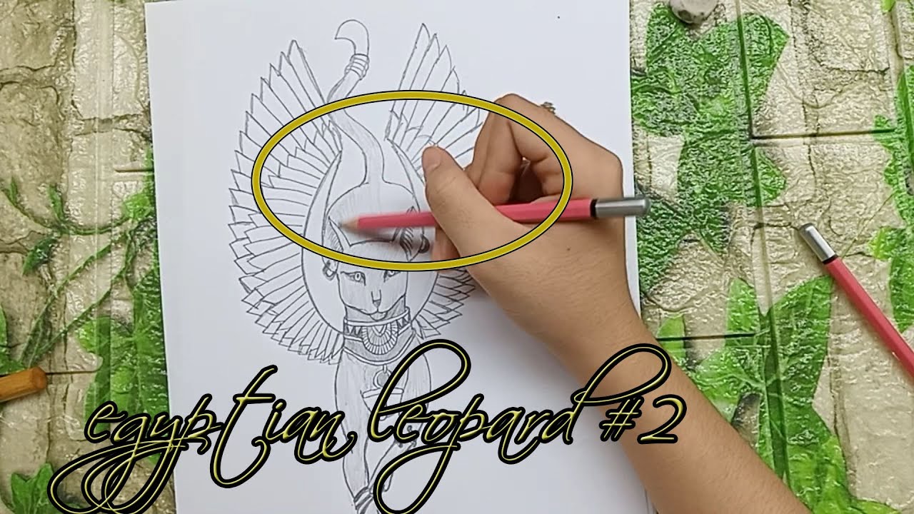 The iconic egyptian winged leopard drawn with pencil #2