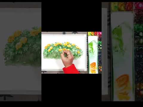 #shorts Basic Landscape Watercolor - Flower <strong>Garden</strong> #<strong>1</strong> ( color mixing, Arches)