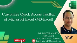 2. Customize Quick Access Toolbar of Microsoft Excel (MS-Excel) || Dr. Dhaval Maheta