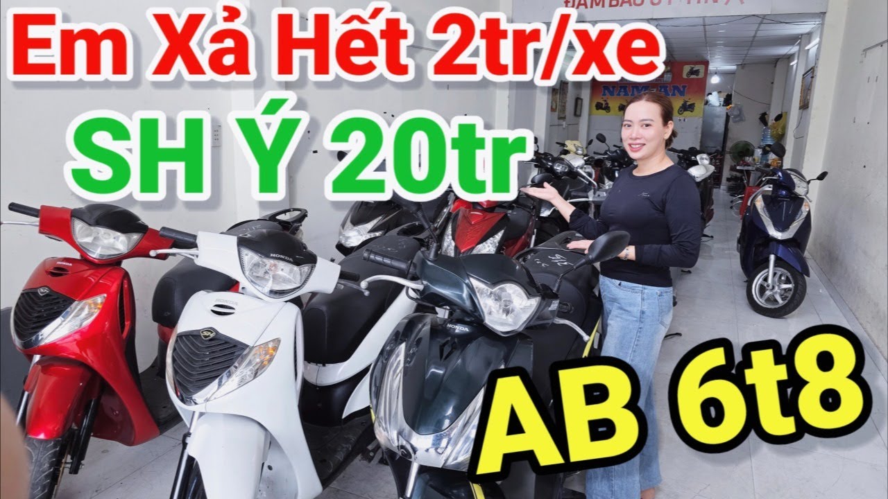 Xả toàn bộ 2tr/xe AB 6tr8 Cub70 7t8 SH Ý 20t Vinfast điện 12t em bao ngon ở xe máy Nam An SG