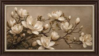 Pashmina Magnolia Romance Floral Frame | 1 Hour 4K OLED TV Art | No Sound