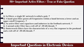 MCQ Questions Active Filters - True or False with Answers