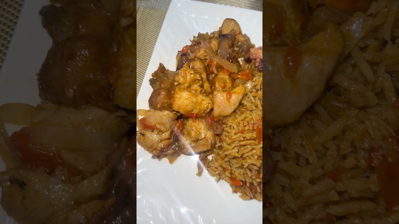 Homemade Jollof Rice, Peppered Chicken and Pasta Salad 🍽