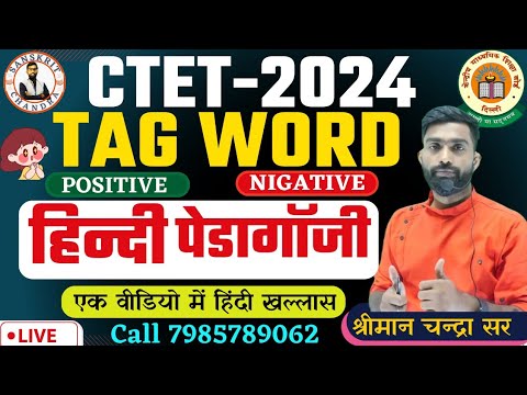#48 CTET HINDI PEDAGOGY TAG WORD | POSITIVE NEGATIVE WORD |previous ...