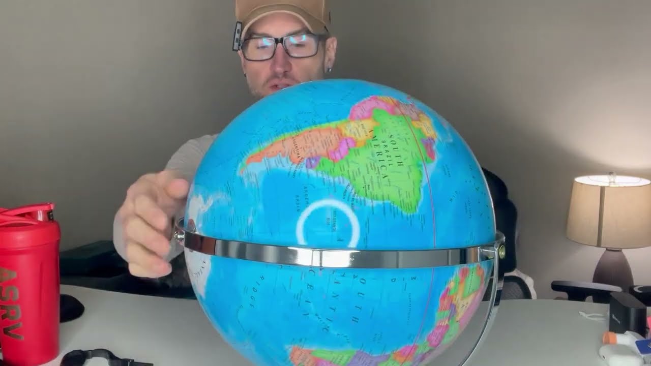 13" World Globe with Stand, 720° Swivels in All Directions