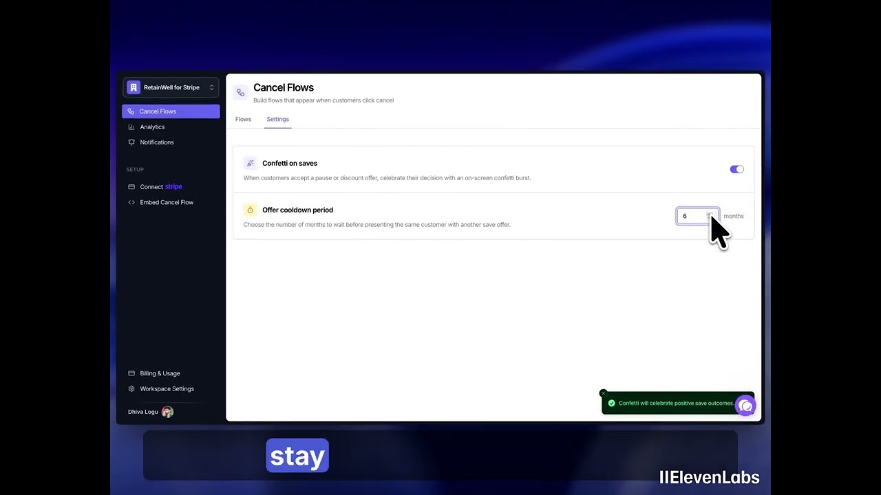 Product Update: Confetti on Saves 🎉 & Offer Cooldown ⏳ for Stripe SaaS