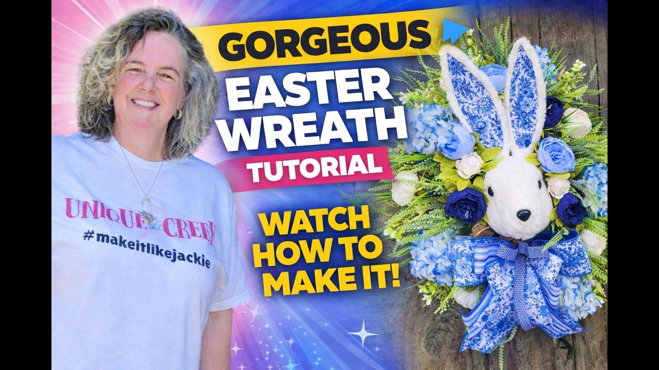 DIY Bunny Wreath for Easter 🐰 | Stunning Blue & White Wreath Tutorial