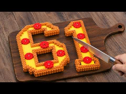 LEGO FOOD Challenge: The 61 Number Shaped CHEESE PIZZA Recipe!