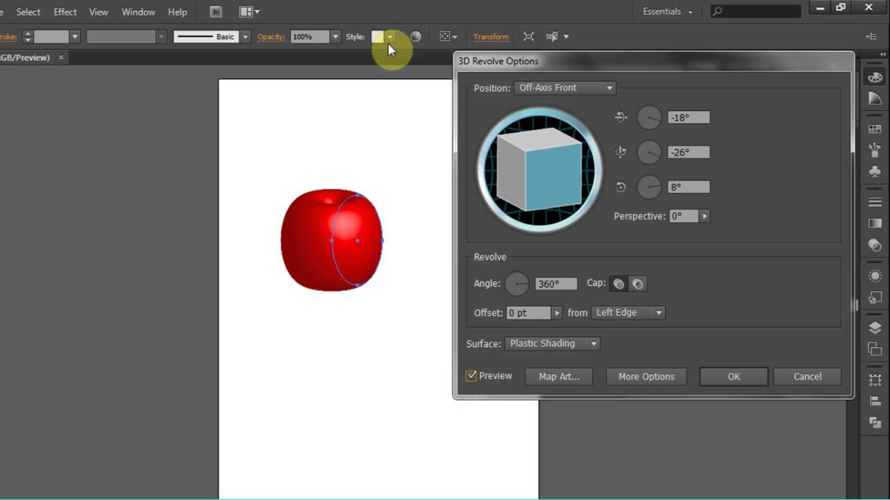 Cara membuat objek apel 3D di Illustrator - YouTube