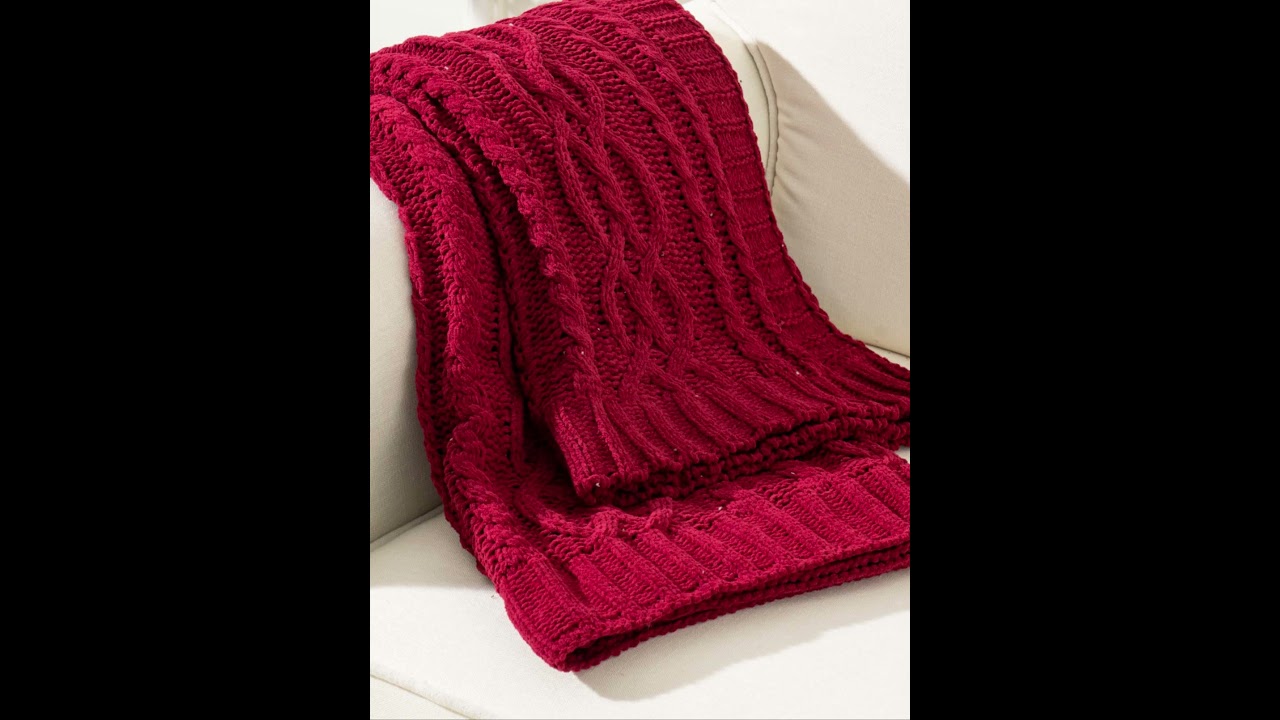 Roses are red, violets are blue, this Chenille Cable Knit Throw is the perfect hue!
