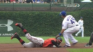 BAL@CHC: Baez gets Jones at second for forceout