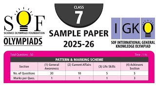 SOF IGKO International General Knowledge Olympiad Class 7 Sample Paper 2025-26