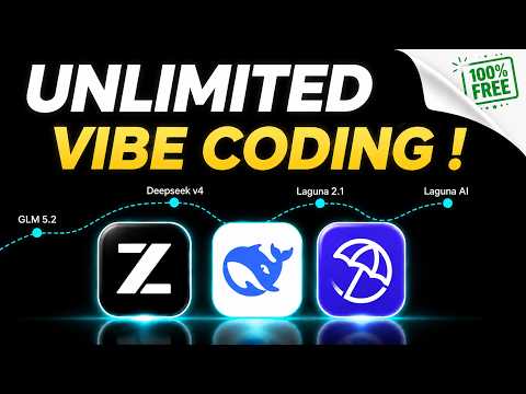 Miniature de la vidéo YouTube : Free Unlimited Vibe Coding With GLM 5.2 + DeepSeek V4 Flash