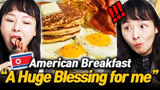 North Korean Woman Try American Breakfast For The First Time