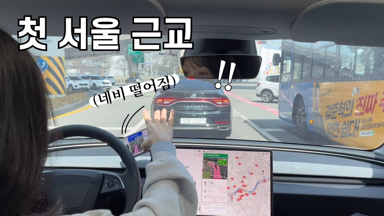 [초보운전] 네비 까막눈 동생과 불안한 테슬라 순정 네비로 첫 서울 근교행ㅣ나들이 브이로그 ㅣ테슬라 모델 3 하이랜드