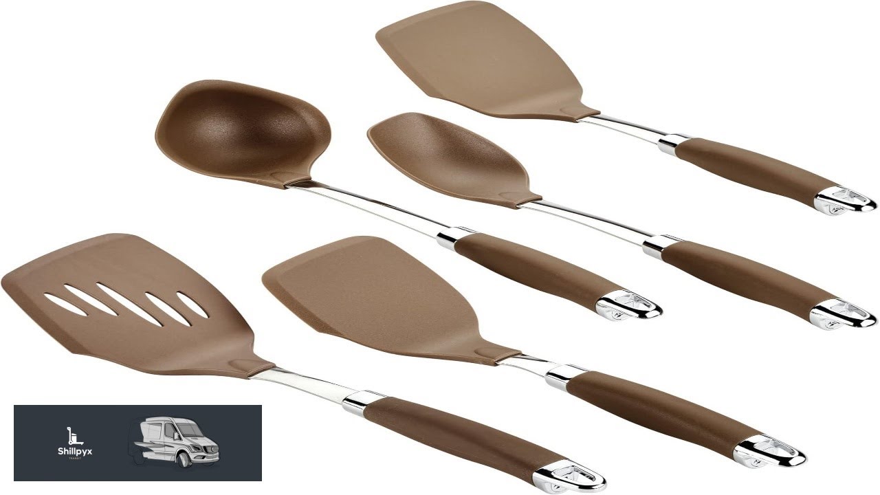 Anolon SureGrip Gadgets Nonstick Utensil Kitchen Cooking Tools Set 5 Piece Bronze