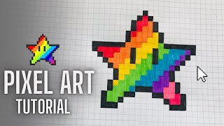 How to Draw a Pixel Art Rainbow Star 🌈⭐ | Easy Tutorial