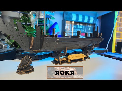 Bauen Sie das Holzpuzzlemodell ROKR Seahorse Barque – Teil 1