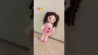 Hello 🌸 I’ve just been born from a world of yarn and love🤗🥰#art #knittig #crochet#doll #shorts