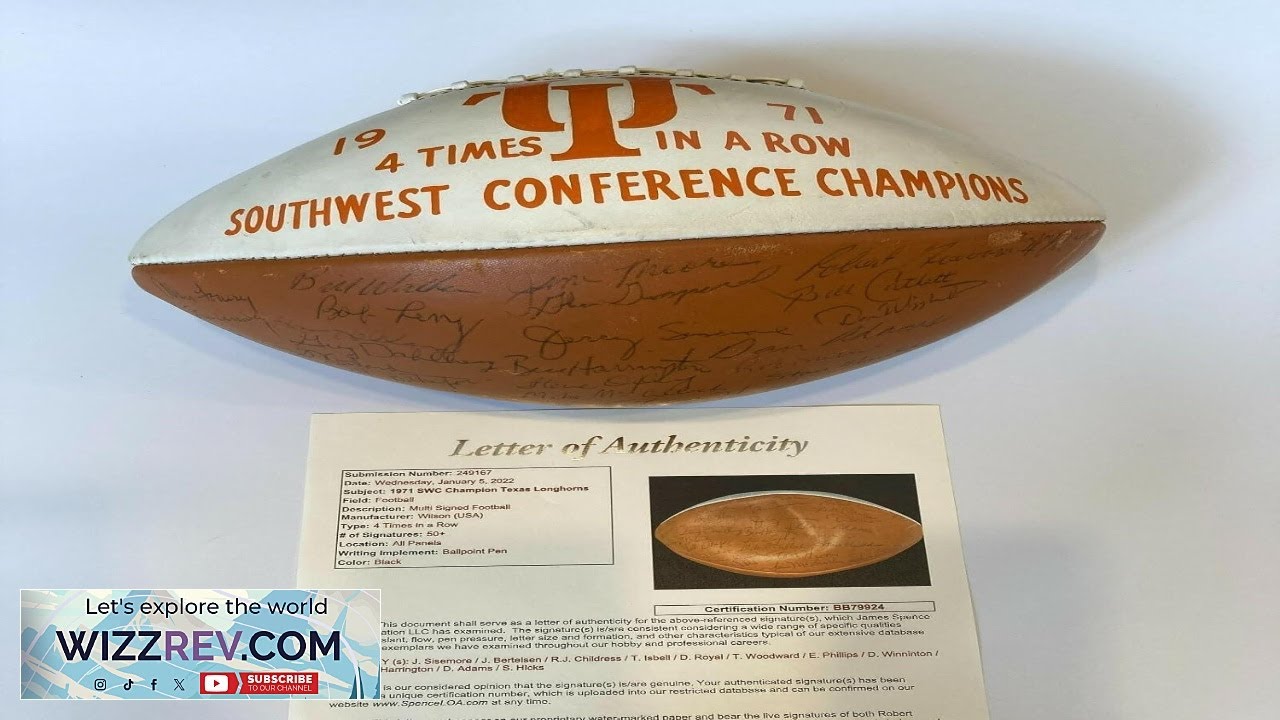 1971 Texas Longhorns SWC Champions Team Signed Football 50+ Sigs JSA COA