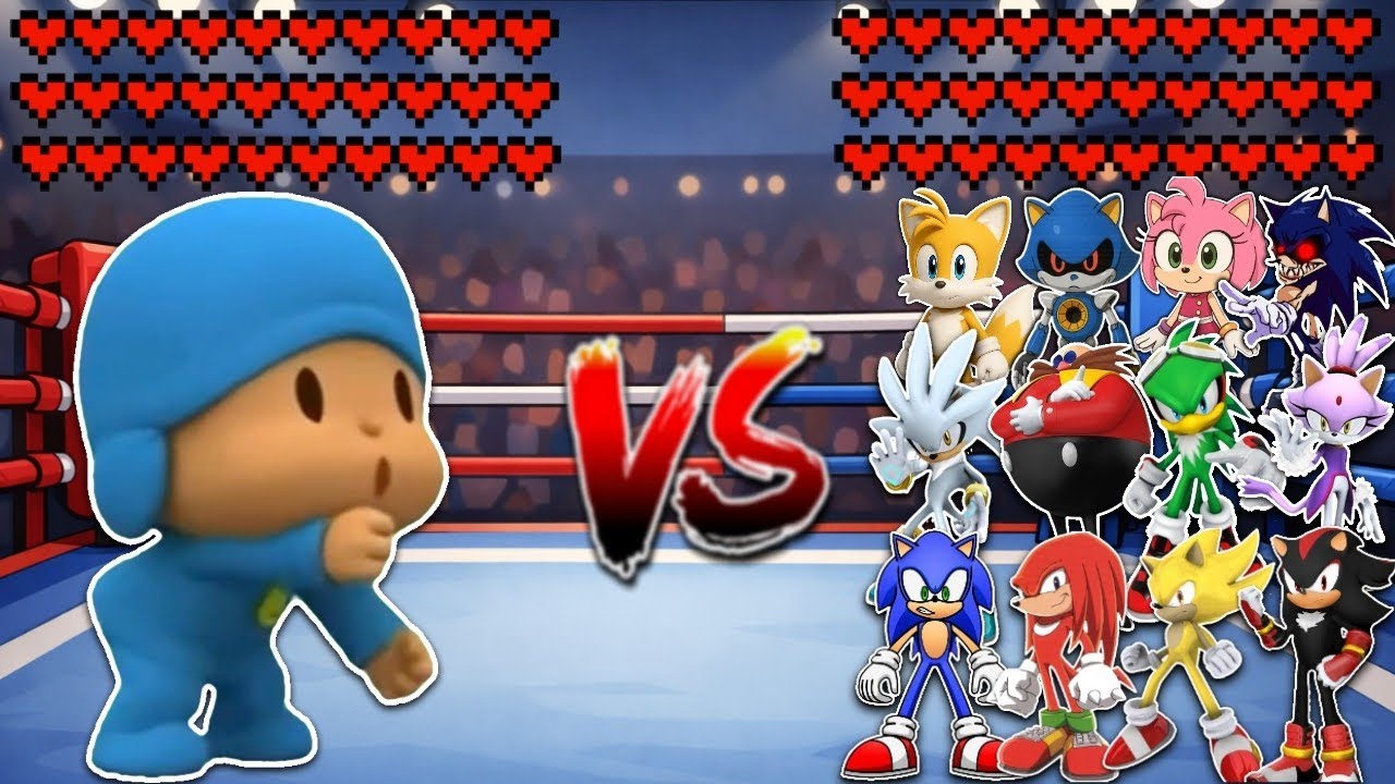 Pocoyo vs All Sonic Characters! Meme battle 