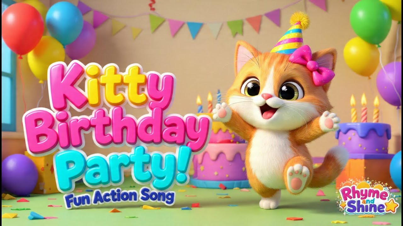 Kitty’s Birthday Party 🐱🎂 | Fun Action Rhyme for Kids | Meow Meow Birthday Song
