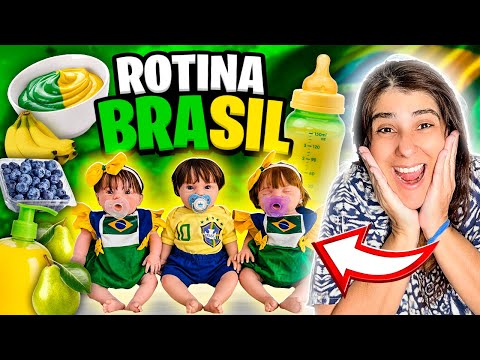 GREEN AND YELLOW MORNING ROUTINE 💚💛 Reborn Babies getting ready for the Brazil game!