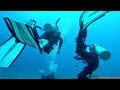 Group of scuba divers stuck by the current emergency quick ascent red sea egypt